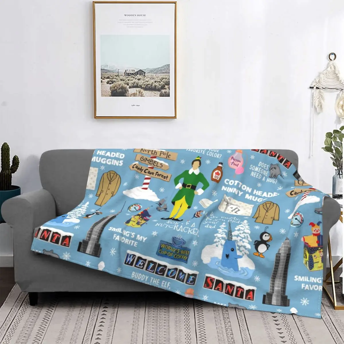 

Buddy The Elf Collage Blanket Christmas Santa Xmas Holiday Plush Warm Soft Flannel Fleece Throw Blanket For Sofa Bedspread Quilt