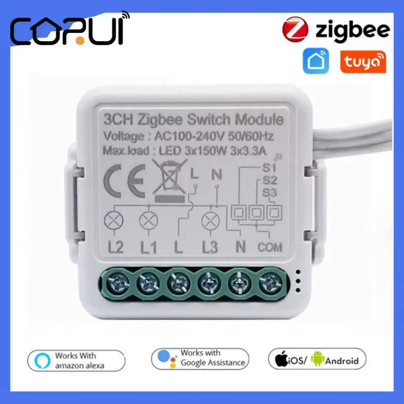 

Смарт-устройство CORUI Tuya Mini Zigbee, устройство вкл/выкл, 3 клавиши, 4 клавиши, двойное управление, скрытый переключатель, модификация, Smart Life, Alexa, Google Home