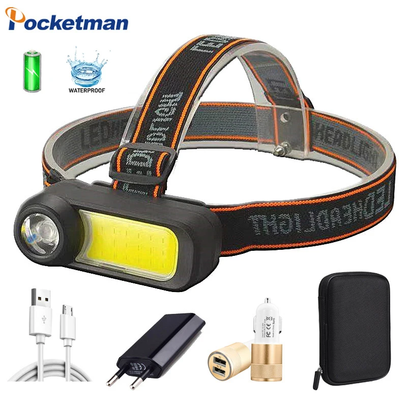 

Portable Powerful COB+LED Headlamp Range Headlight USB Rechargeable Head Lamp Head Torch with 18650 Battery Camping Lamp