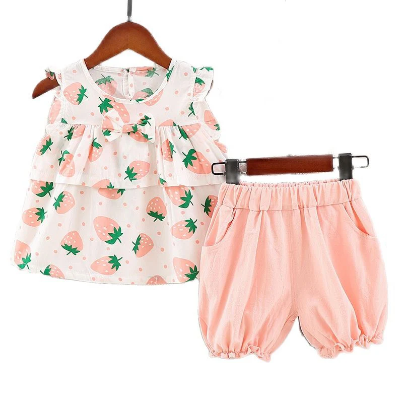 

2022 New Summer Fruit Pattern Top+Shorts 2Pcs Toddler Clothes Short Sleeve Children Clothes For Newborn Kid Clothes