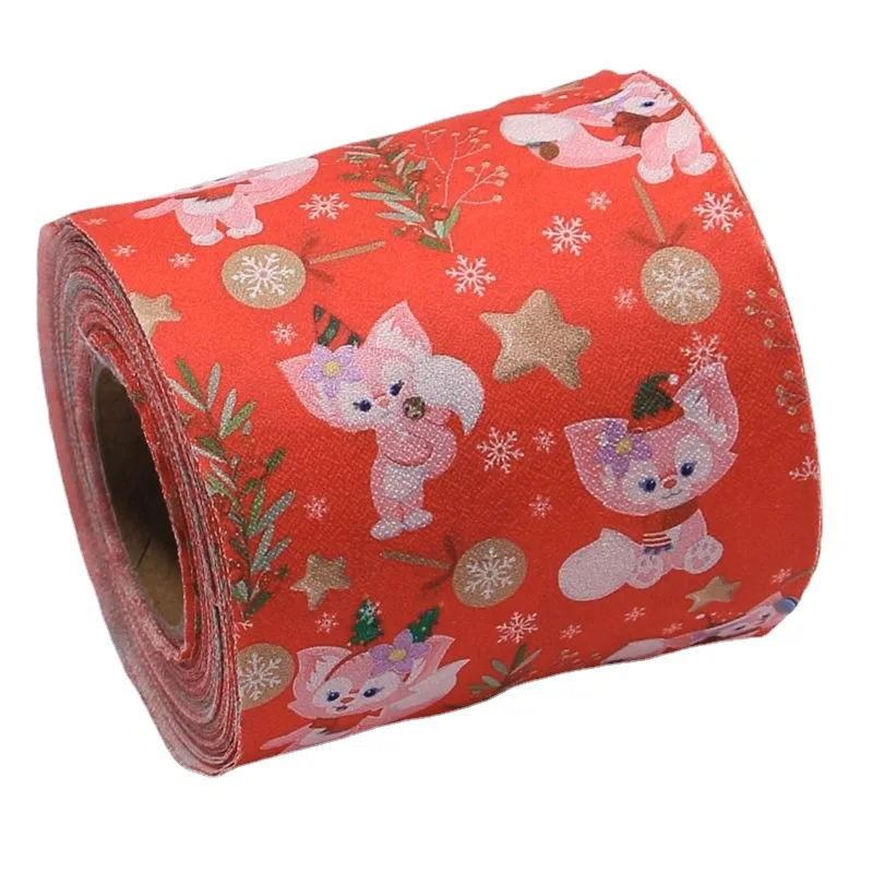 

One-sided Bear Little Red Riding Hood Little Fox Printing 9CM Cloth Strip DIY Bow Hair Accessories Material Accessories