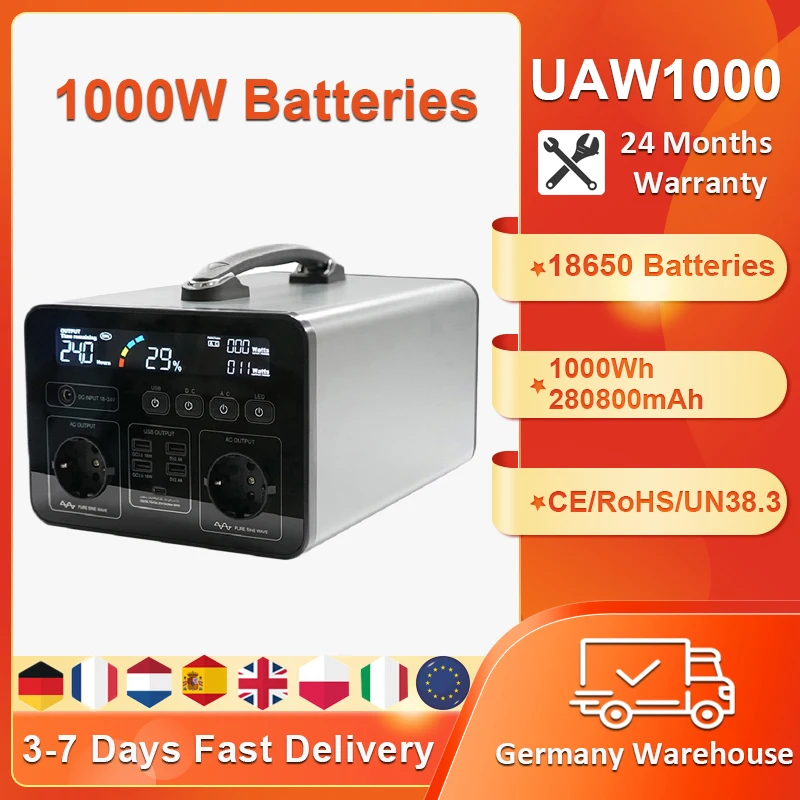 

Dropping 1000W Power Station 280800mAh Batteries Portable Charger Power Bank Solar Powered Fountain Charging Station For Camping