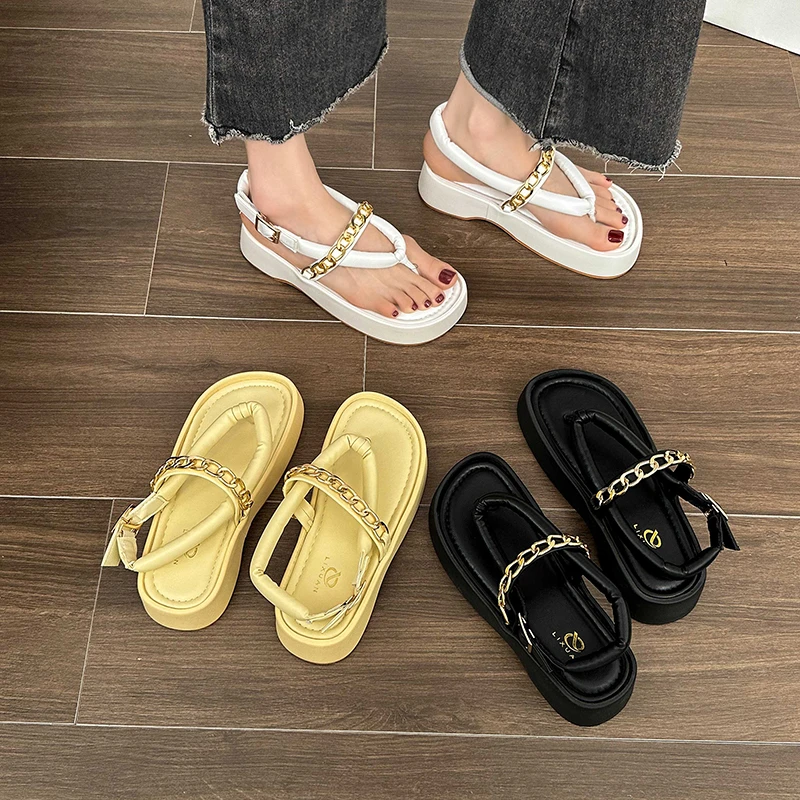 

Summer Fashion Women Flip Flops Creative Chain Slippers Outdoor Clogs Garden Shoes Beach Sandals Indoor Home Flip-Flops Slides