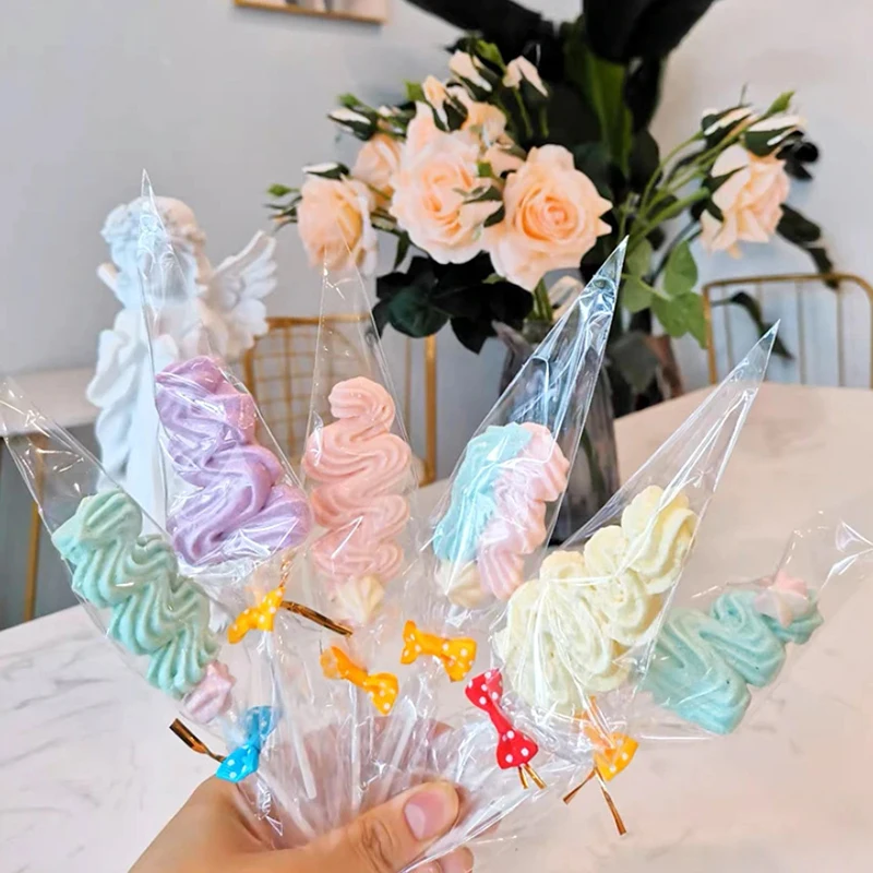 50 шт. прозрачные конусы сумки для хранения конфет и попкорна пластиковые