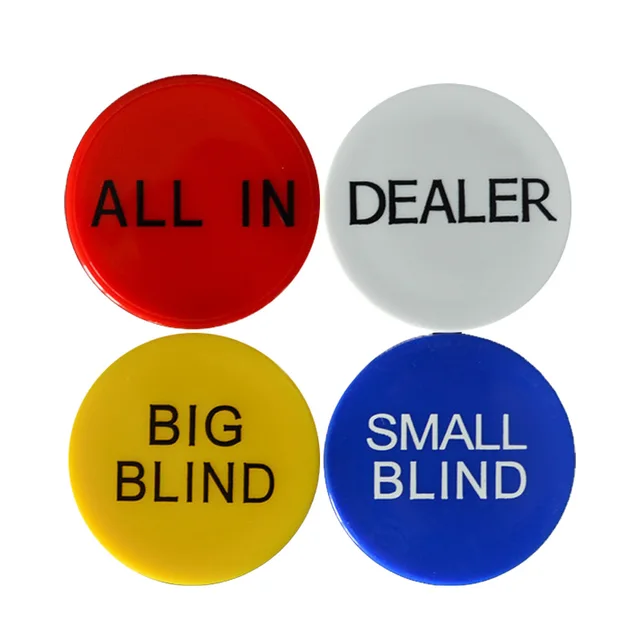 4PCS Texas Poker Chip Melamine Round Plastic Dealer Coins SMALL BLIND BIG BLIND DEALER All IN Set Coin Buttons Game 1