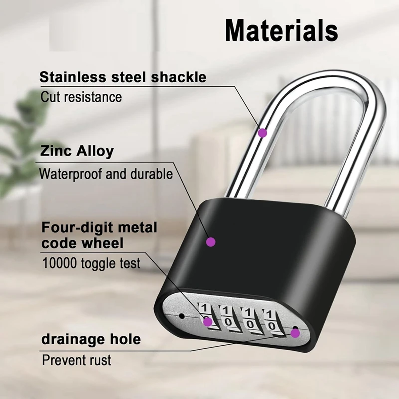 BEAU-2Pcs Комбинированный Замок 4-значный сверхмощный комбинированный замок уличные