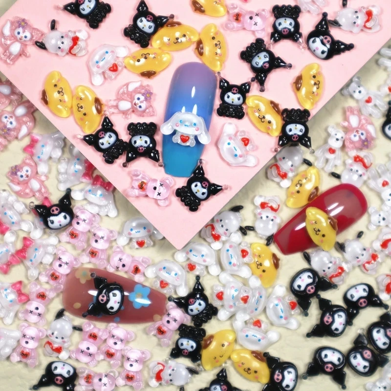 

50 шт./пакет Kawaii Nail Art Cute Design Resin Charms в форме животных Стразы для самостоятельного ногтей 3D аксессуары россыпью драгоценные камни