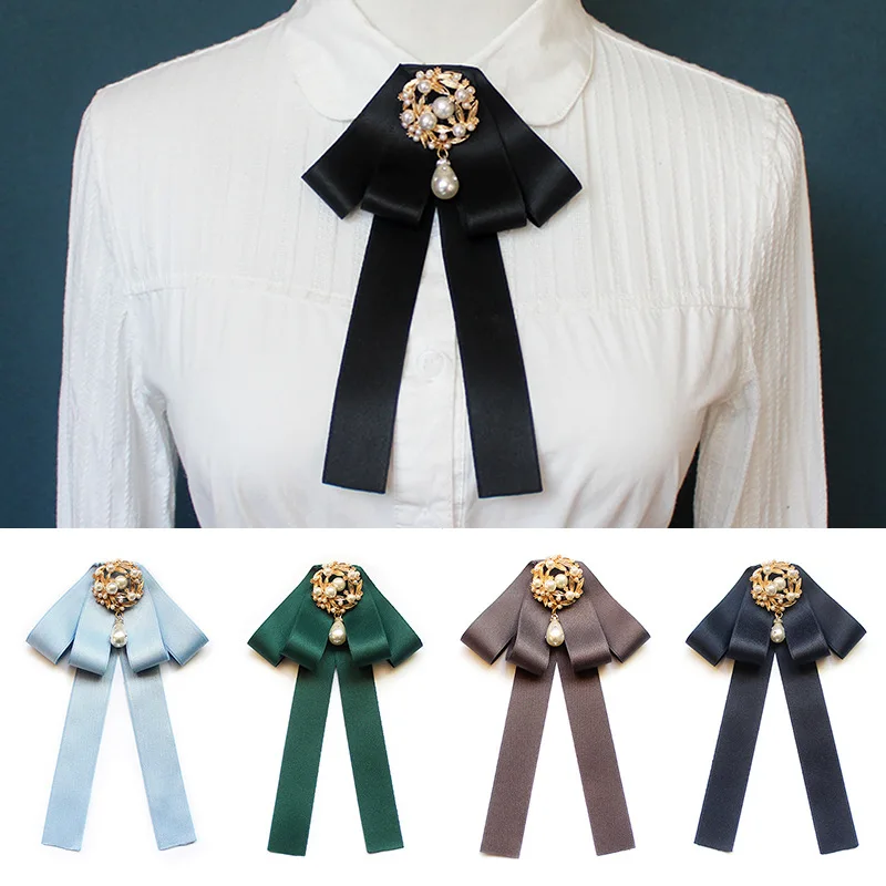 

Female College Style Bow Tie JK Uniform Shirt Skirt Bank Flight Attendant Professional Dress Collar Flower Accessories 12 * 19cm