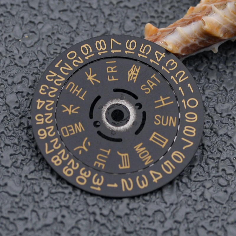 Japan NH35 NH36 Movement Crown at 3.0H/3.8H Gold Kanji Dial Wheel Date Week Wheel New Balance Watch Movement Repair Dial