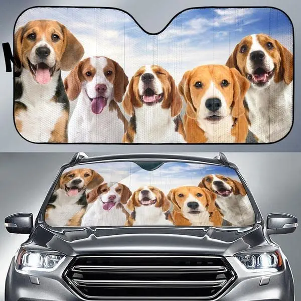 

Funny Beagle Team Blue Sky Pattern Car Sunshade, Auto Sunshade for Beagle Lovers, Gift Idea for Dog Mom, Car Windshield Durable
