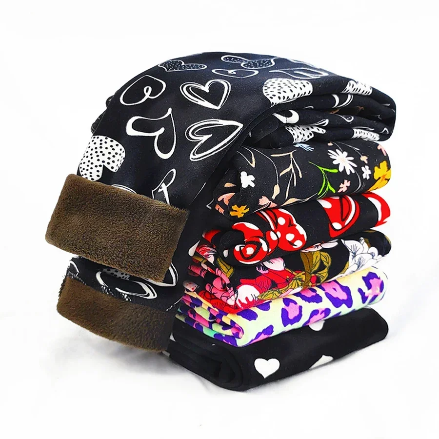 Тонкие флисовые леггинсы для девочек весенне-осенние штаны зимние милые