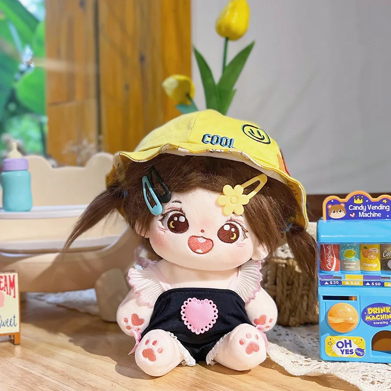 

New In Stock No Attributes 20cm Milk Candy Cotton Doll Soft Brown Fried Hair Happy with Skeleton 20cm Doll Girl Toys Gifts