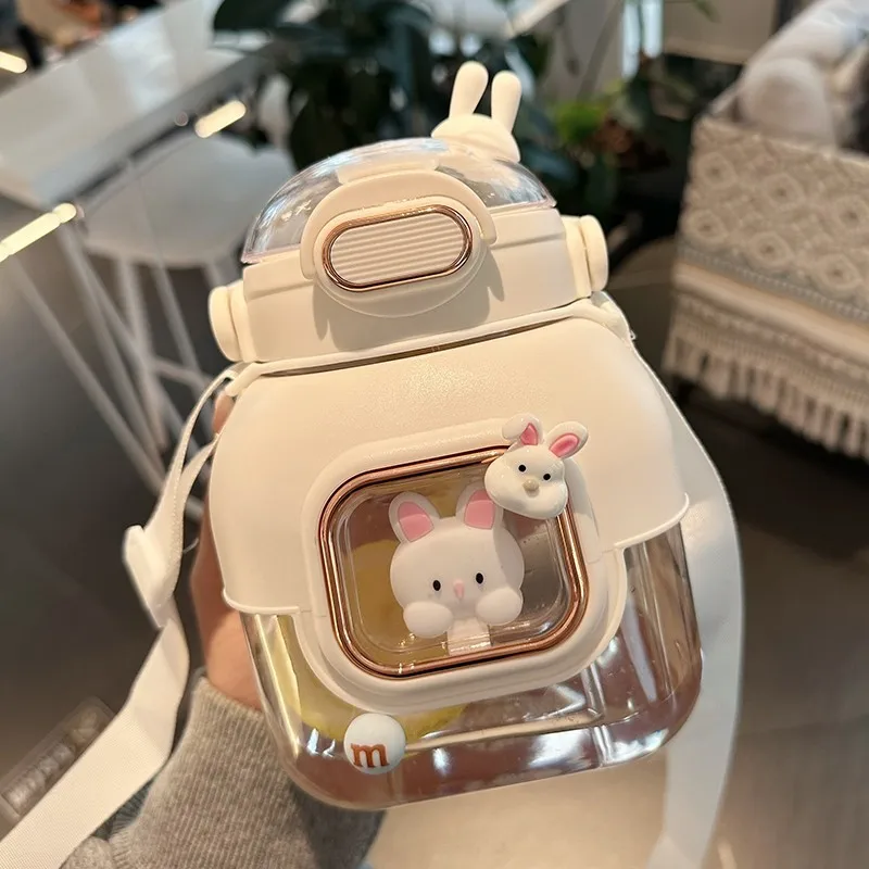 

1300-1500ml New Water Cup Girl Large-capacity Straw Plastic Cup New Doll Summer with Tea Kettle Bottle Children's Belly Cup
