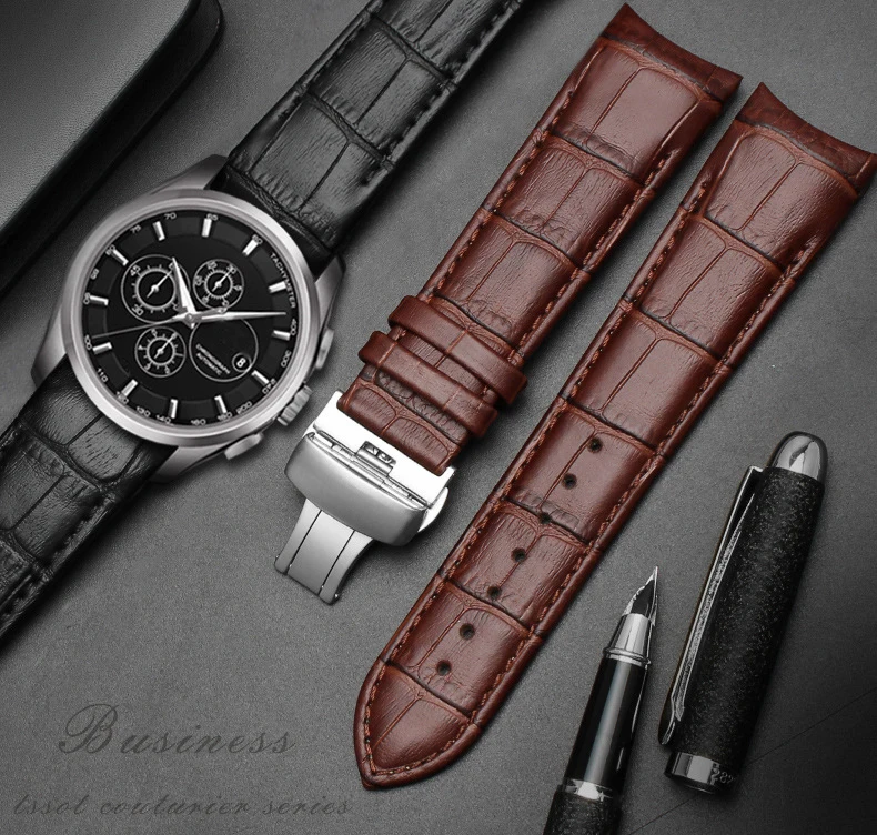 

22MM 23MM 24MM Watch Band FOR Tissot Watch Brand Accessories Strap Leather Arc Mouth Wrist Watch Bracelet