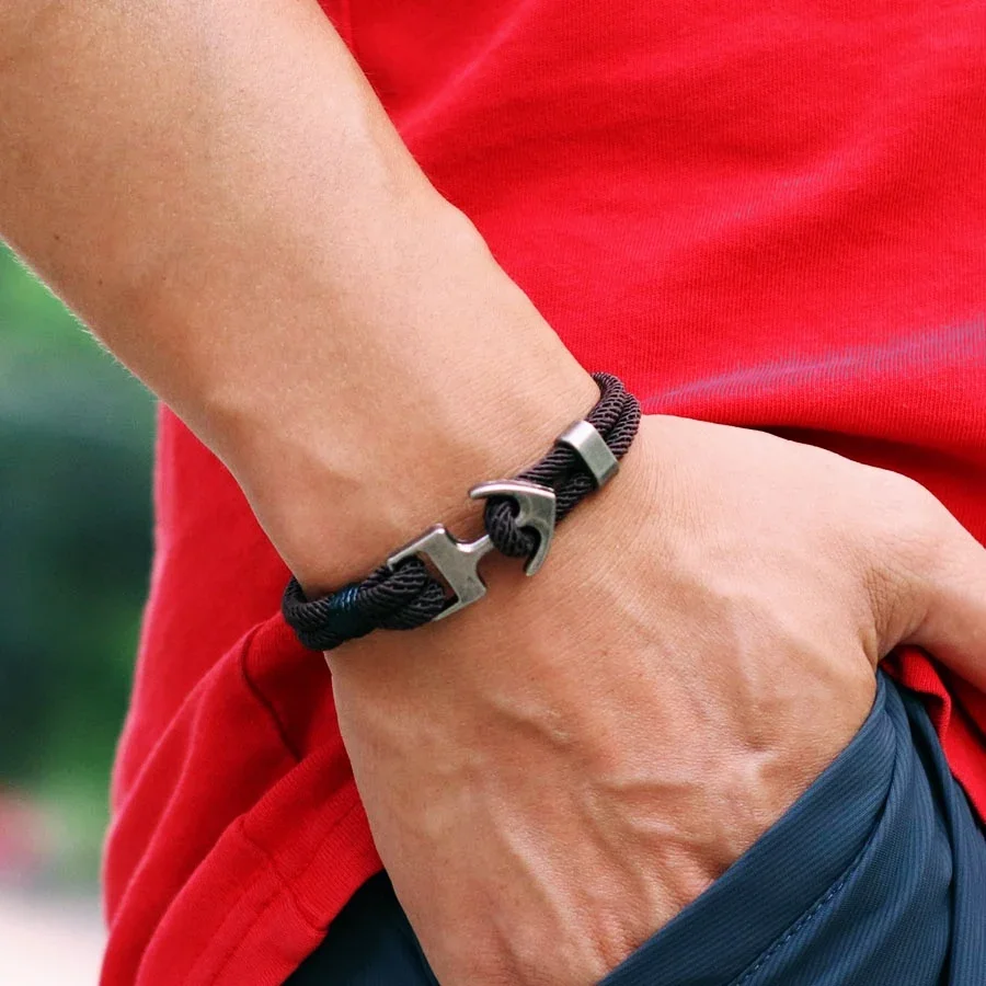 8 стилей браслет с якорем в стиле ретро для мужчин класс A 4 мм миланский веревкой