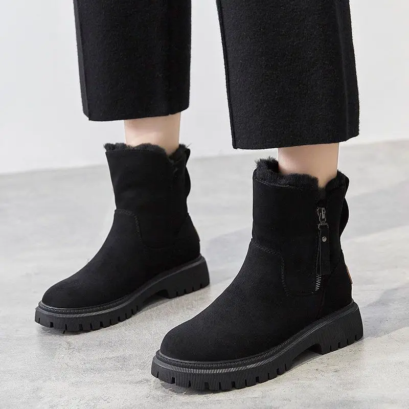 2022 Fashion Women Winter Snow Boots Platform Warm Shoes Ankle Women Boots Black Furry Non-slip Plush Booties Woman Fur Boots