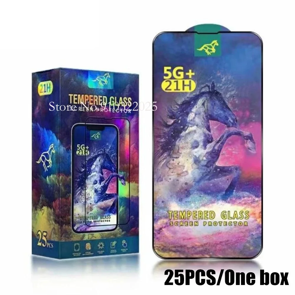 

Защитная пленка для экрана из закаленного стекла, протектор экрана с полным покрытием клея 21H Horse для IPhone 13, 12, 11, 14 Pro, XS Max, X, XR, 6s, 7, 8 Plus, 25 шт.
