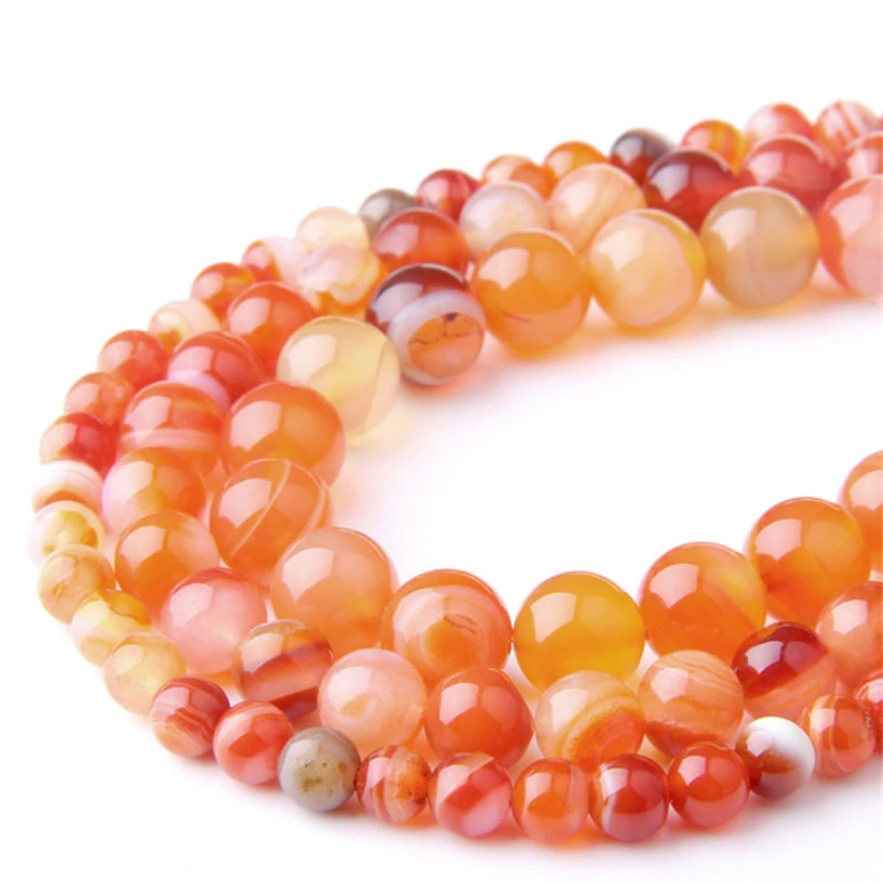 Полосатый Агат свободные бусины натуральный драгоценный камень Гладкий Круглый