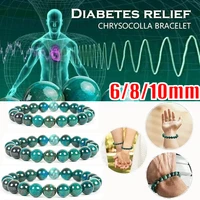 natural stone beads bracelet round diabetes relief healing bracelets for women men chrysocolla malachite bangle jewelry 6810mm