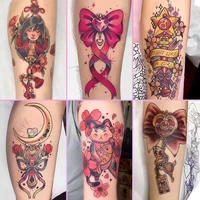 9pclot cartoon girl sexy tatuajes temporales para mujer stickers bow staff art fake tattoo for woman tatouage femme adesivos