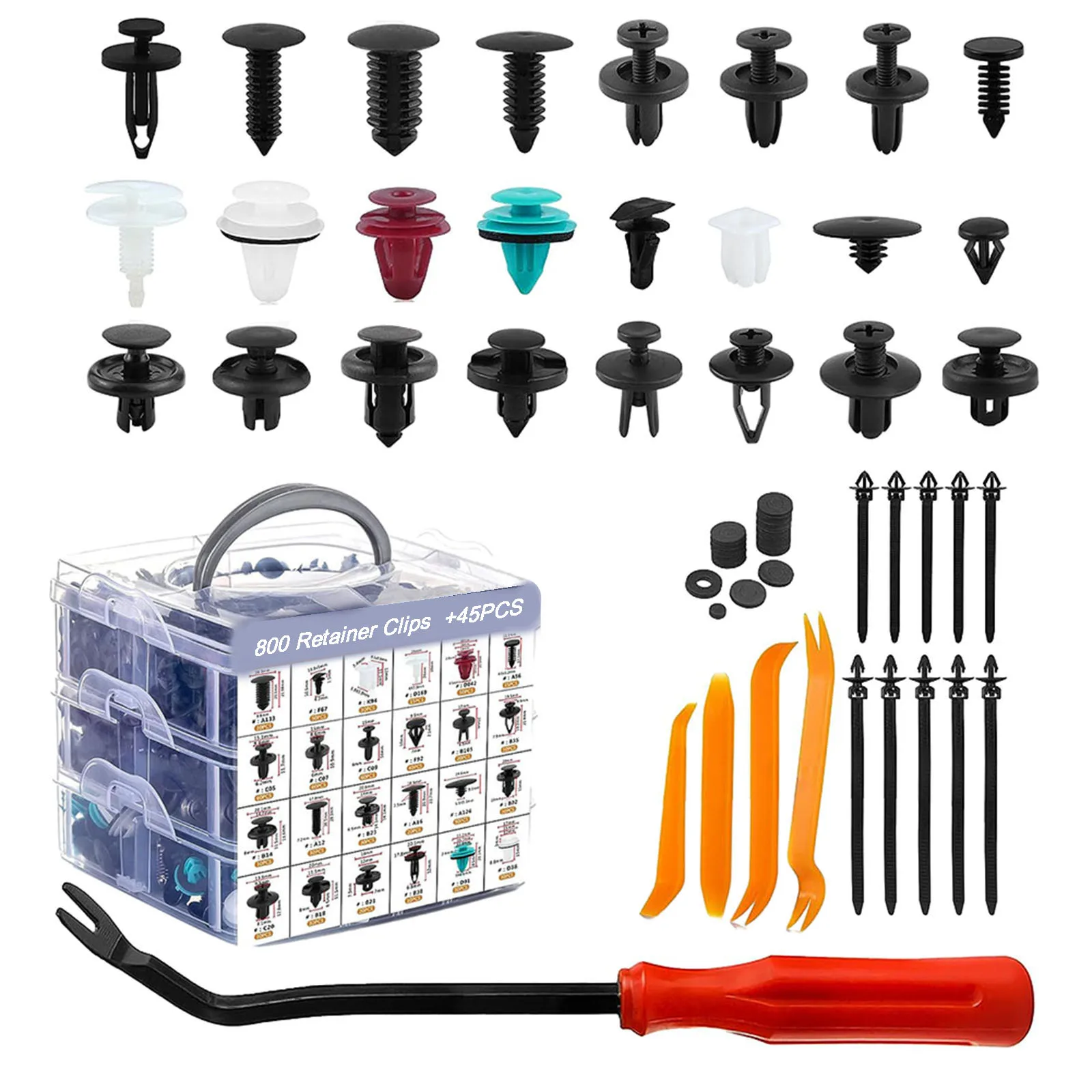 

845PCS Automotive Push Pin Car Retainer Clips Kit Nylon Portable Door Panel Trim Rivets Assortment High Quality Hand Tool
