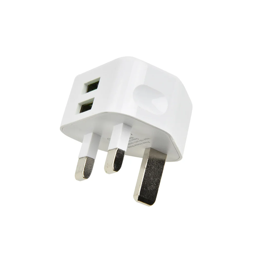 2.1A Быстрая двойная двухпортовая зарядка USB-порт UK Mains Wall Plug Adapter 3 Pin для зарядки iPhone, iPod, камеры и мобильного телефона.