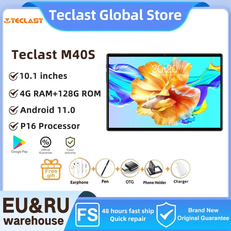 Teclast M40S 10.1inch Tablet Android 11 1920x1200 IPS 4GB RAM 128GB ROM UNISOC T610 Octa Core 4G Network GPS Type-C 6000mAh