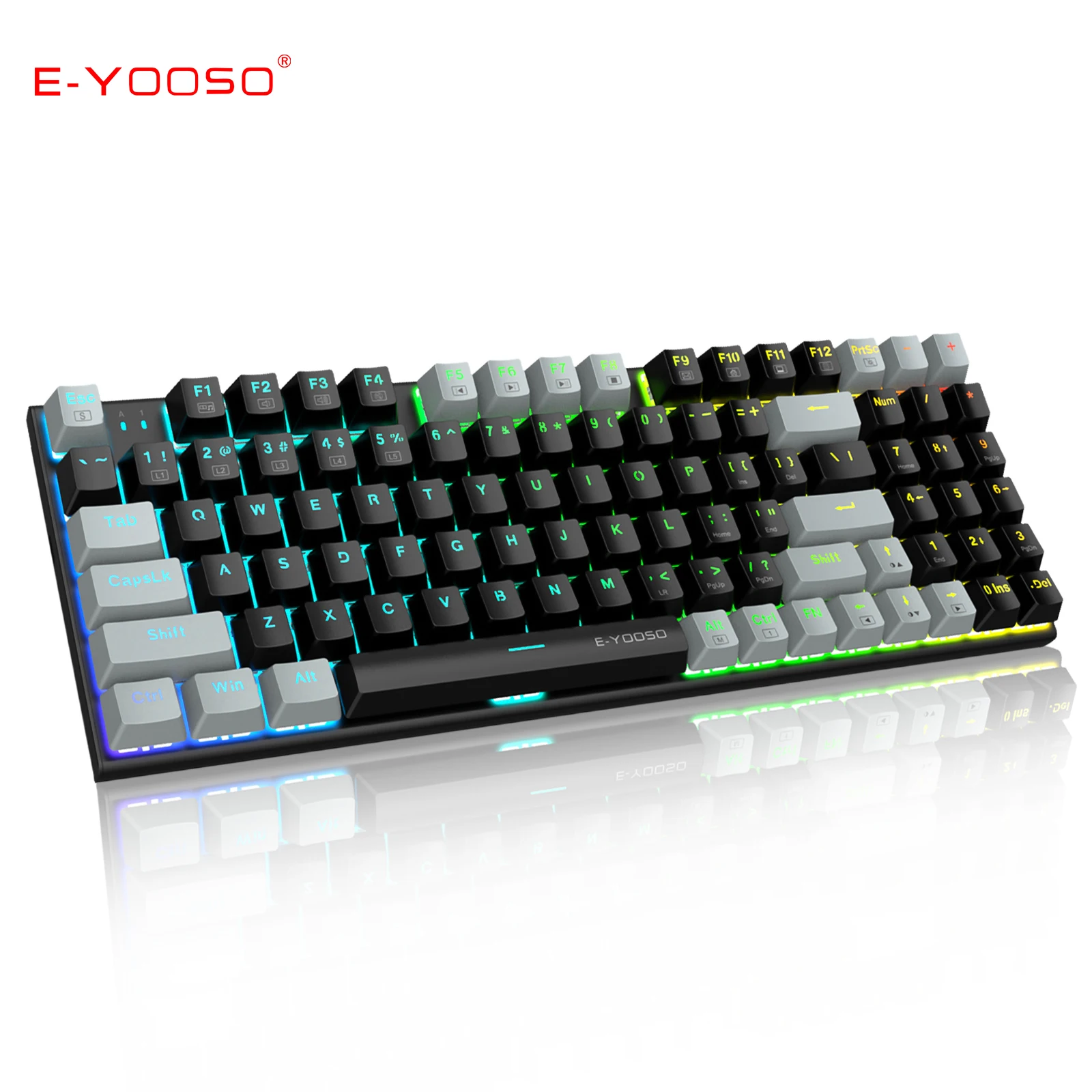 E-YOOSO Z-19 94 Key USB Wired Mechanical Keyboard RGB Backlit Hot Swappable Ergonomic Gaming Keyboard for PC Laptop Gamer