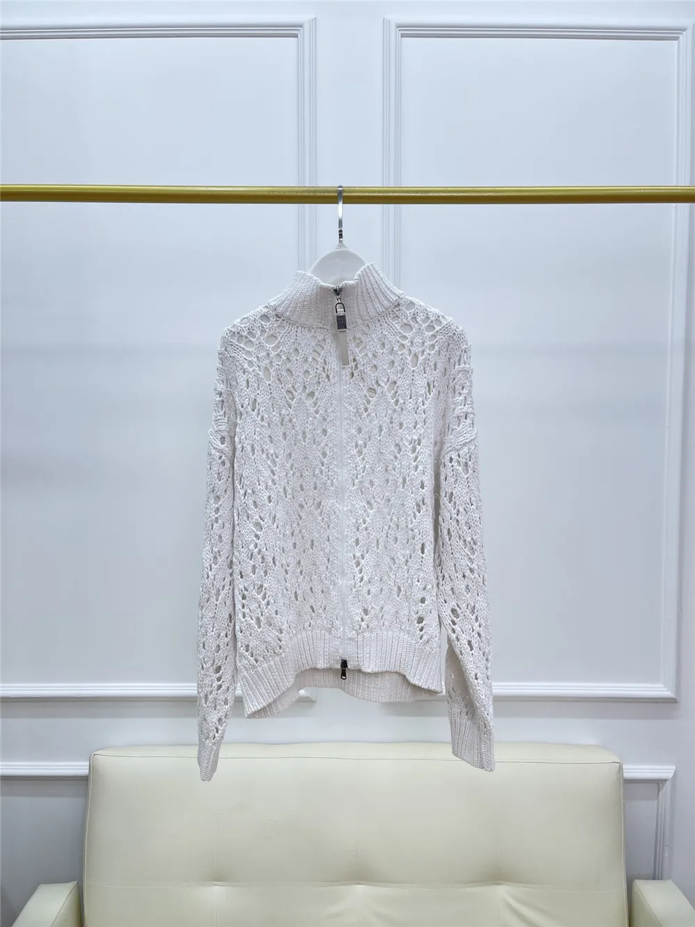 Женский вязаный кардиган на молнии универсальный хлопковый Кардиган с длинным