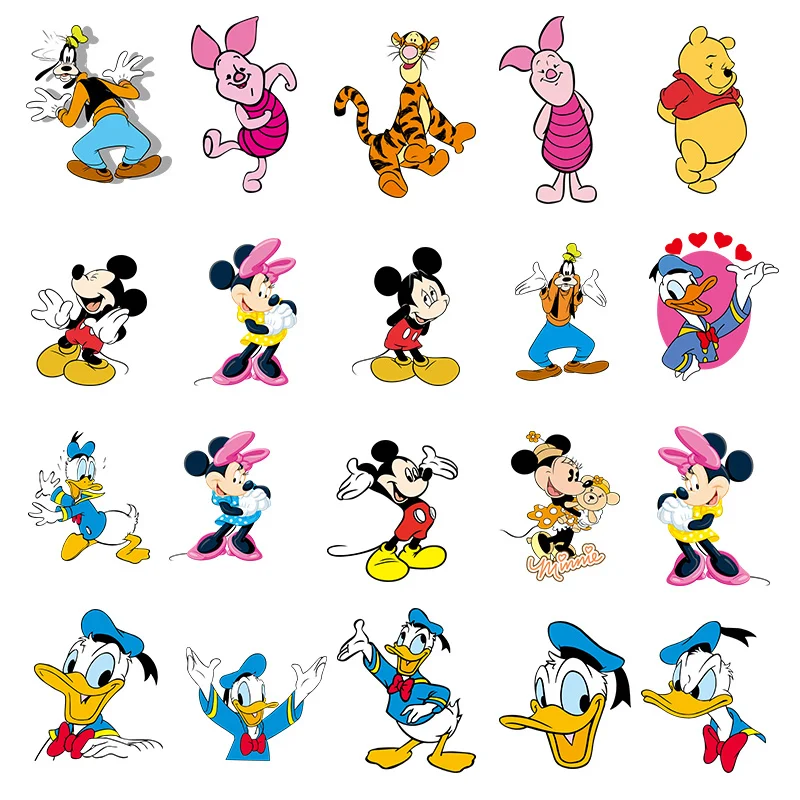 

Cute Disney Mickey and Minnie Pooh Bear Small Size Heat Transfer Sticker Tigger Iron On Patches T-Shirt Bag Print DIY Clothes