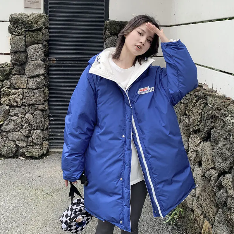 Winter Women's Cold Coat Parkas Super Hot Hooded Padded Jacket Can Be Worn on Both Sides Mid Length Coat Snow Outercoat New