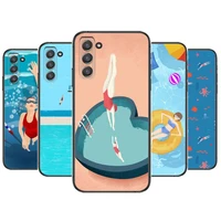 swimmer swim phone cover hull for samsung galaxy s6 s7 s8 s9 s10e s20 s21 s5 s30 plus s20 fe 5g lite ultra edge