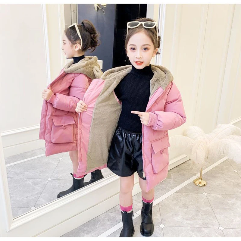 Утепленная куртка для девочек размер Wnter бархатная подкладка теплая Модная