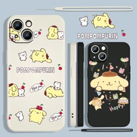 anime pompompurin cute for apple iphone 13 12 mini 11 pro xs max xr x 8 7 6s se plus liquid rope silicone phone case capa cover