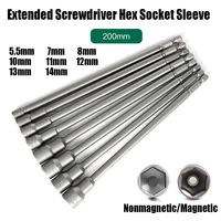 5 5mm 14mm 200mm extended screwdriver hex socket sleeve set magnetic nonmagnetic nut screwdriver impact socket drill bit adapter