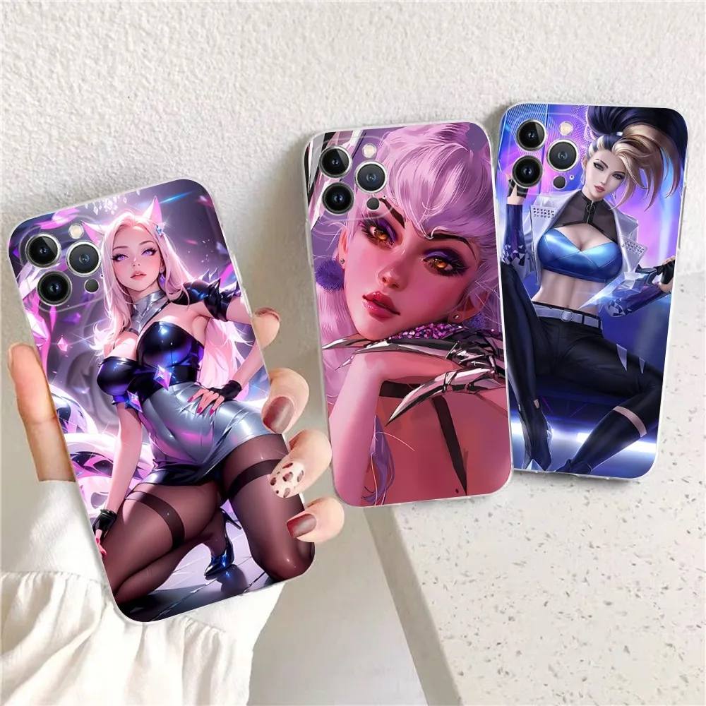L-LOL K-KDA Ahri Akali Kaisa Seraphine Чехол для телефона IPhone 16 15 14 13 12 Mini 11 Pro XS Max XR SE 8 Plus Мягкий