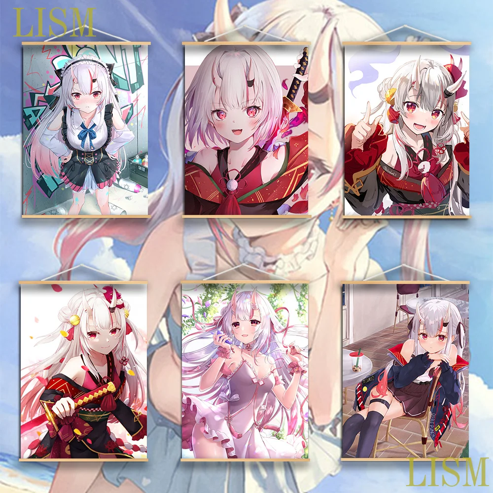 

HOT Cute Anime Hololive Virtual YouTuber Nakiri Ayame Anime manga wall Poster solid wood hanging scroll with canvas painting