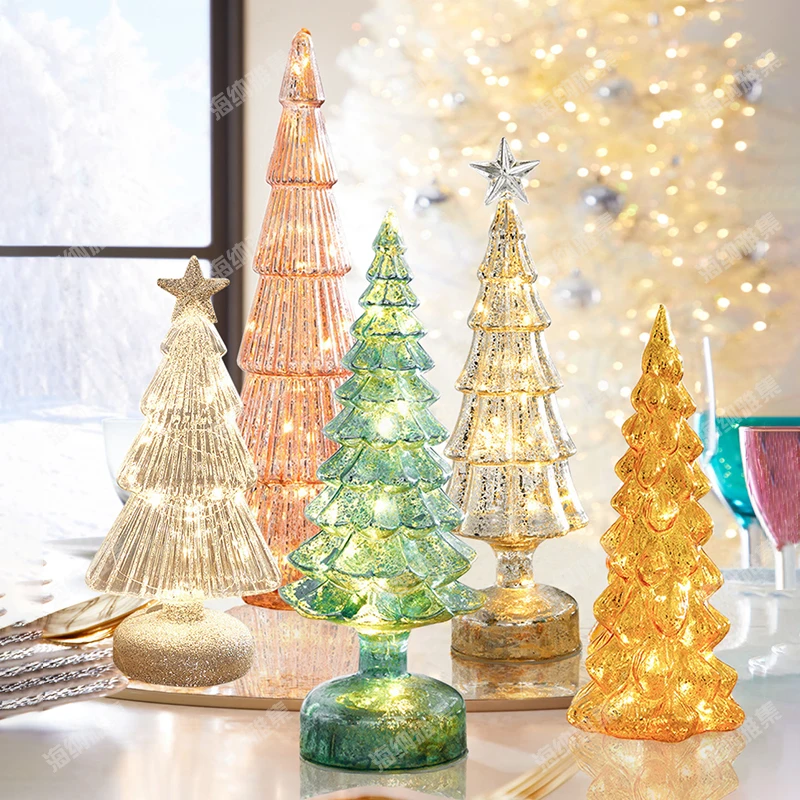 

New Christmas Ornaments Decorative Lights Glass Christmas Tree Shopping Mall Window Indoor Atmosphere Scene Layout Decoration
