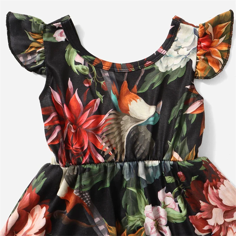 Летние Семейные одинаковые наряды цельное платье для мамы и дочки одежда ребенка