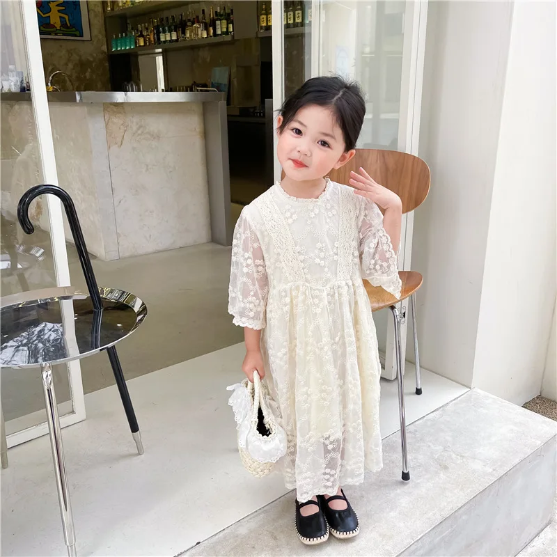 

Girls Lace Jacquard Dress Children'S Skirt 2022 Spring And Summer New Foreign Style Baby Super Fairy Princess Skirt
