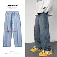 eoenkkky korean fashion mens wide leg jeans 2022 spring new harajuku street straight loose jeans mens trousers