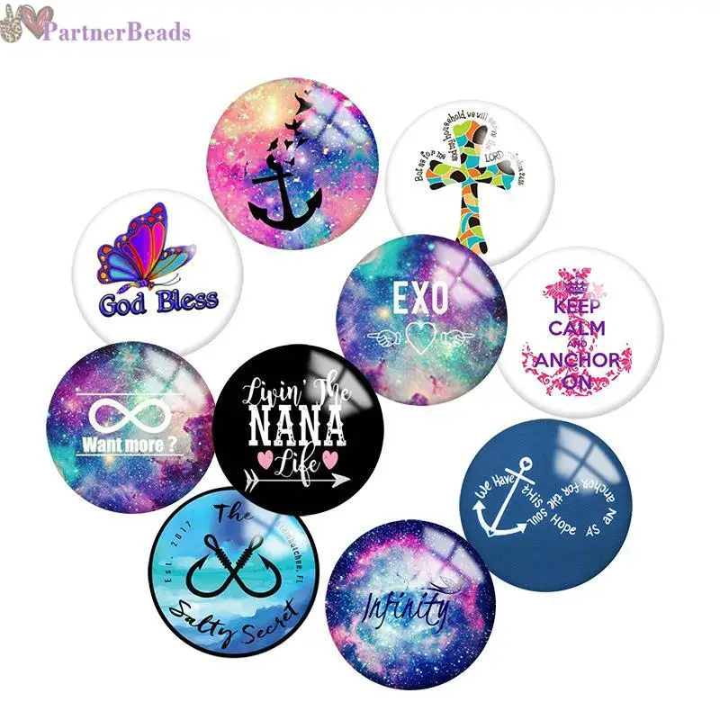 

Fashion Anchor cross Round Photo Glass Cabochon Demo Flat Back Making Findings 20mm Snap Button N2341