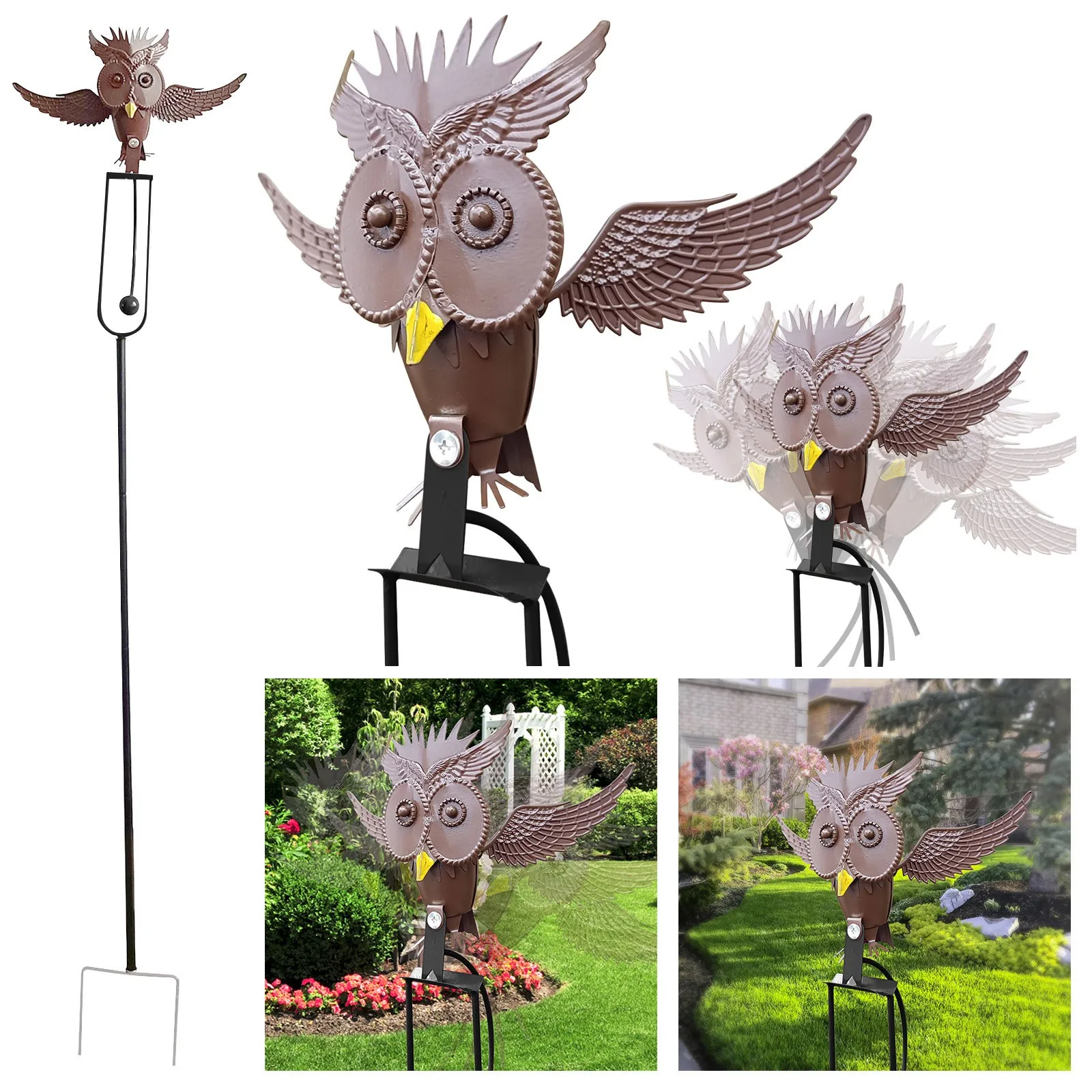 

Metal Garden Animal Statues Swing Wind In The Yard Performing Arts Walkway Aisle Yard Creative Flying Lawn Lawn Solar Lights