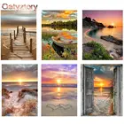 GATYZTORY рамка песчаный пляж краска по номерам для взрослых детей ручная краска пейзаж масляная краска рисование на холсте DIY подарок для дома Wal