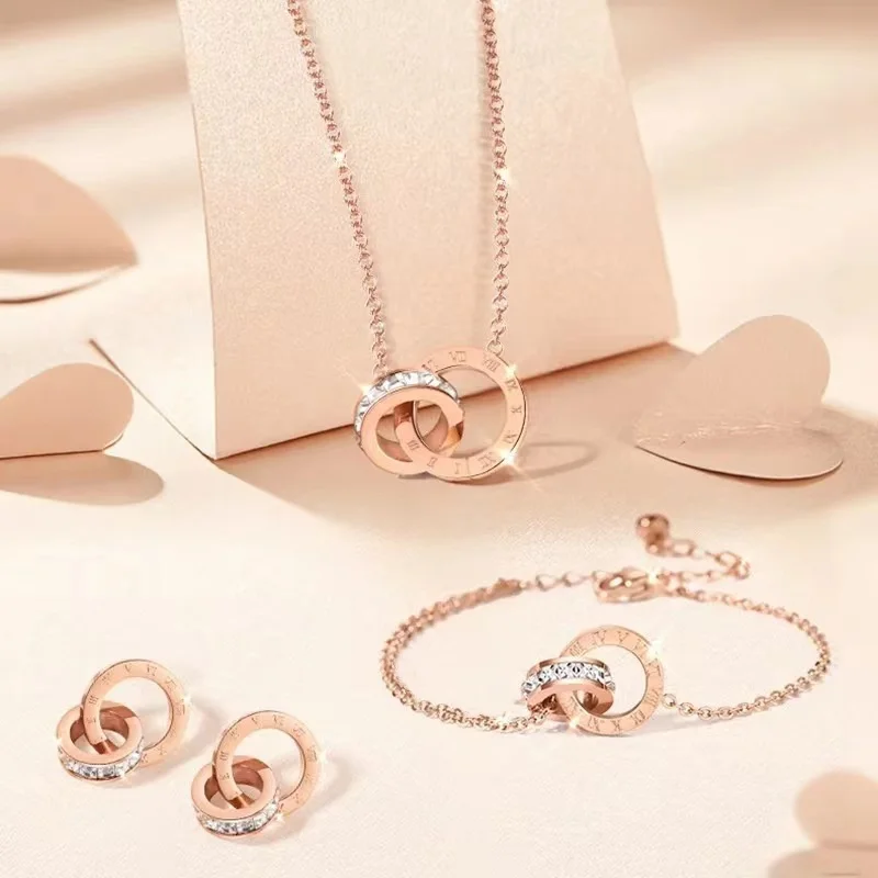 Комплект украшений из колье серёг и браслета нержавеющей стали 316L