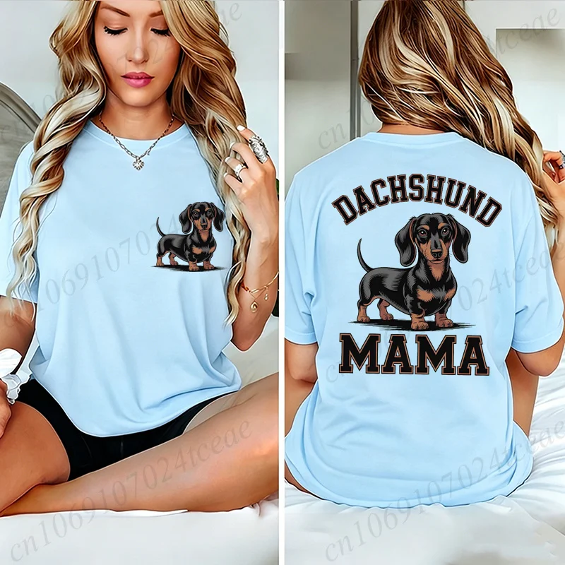 Фото Футболка с рисунком Dachshund Mama для женщин, повседневные летние футболки с короткими рукавами и круглым вырезом, футболки Dachshund Mama для любителей домашних животных, подарки №2