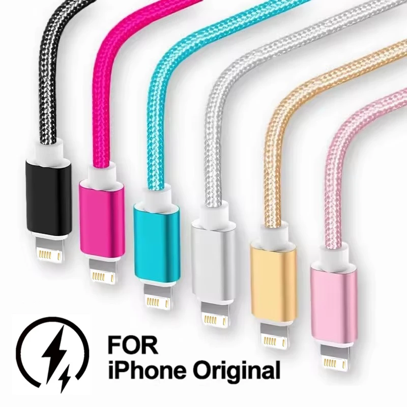 Фото Нейлоновый плетеный USB-кабель для быстрой зарядки для iPhone 11 12 mini 13 14 Pro Max X XR XS 6S 7 8 Plus Кабели для быстрой зарядки 1 м 1,5 м 2 м 3 м №1