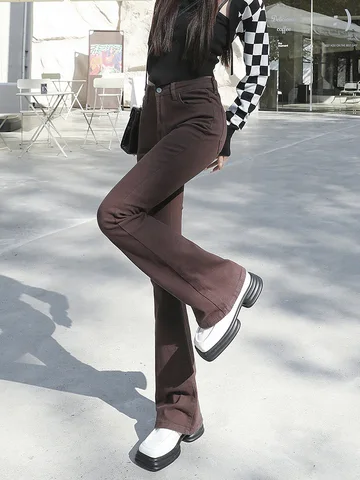 Summer New Women Pants High Waist Flared Jeans lengthen Cotton Grey Skinny Streetwear Vintage Harajuku Brand Clothing Female XXL