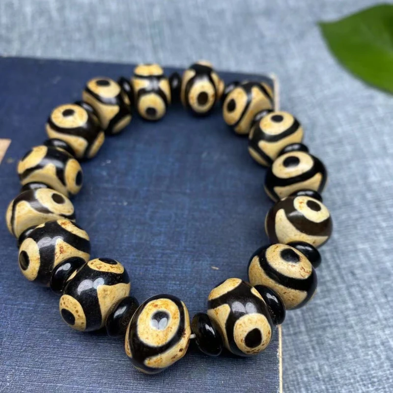 Браслет из тибетского агата с тремя желтыми бусинами браслет искусственных