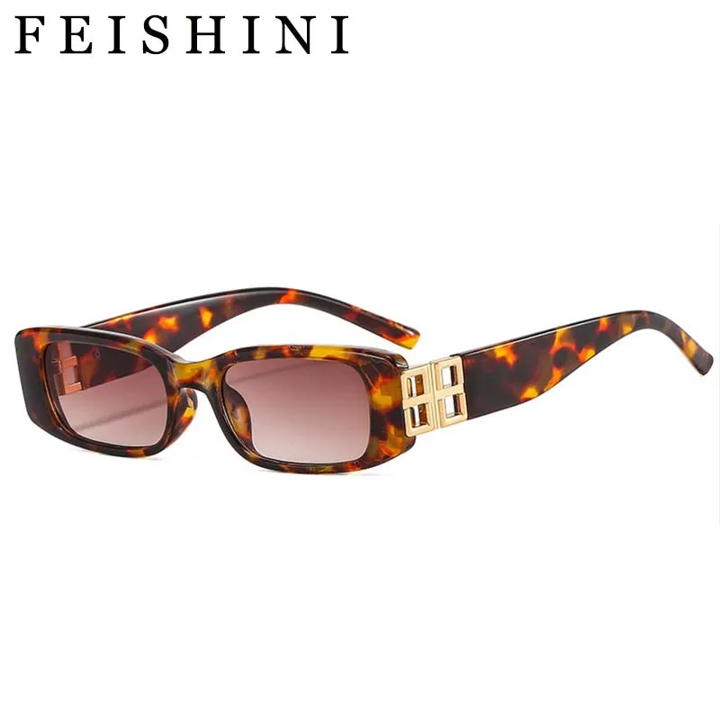 

FEISHINI 2023 Fashion Cool Shield Style Tiny Sunglasses Women Future Concept Street Snap Brand Design Sun Glasses Oculos De Sol